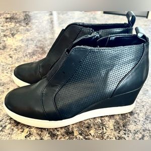 Faux Leather Wedge Sneakers